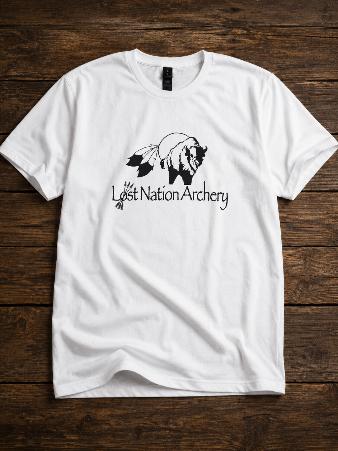 Lost Nation Archery White T-Shirt with Black Logo